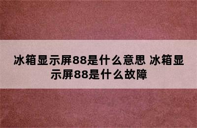 冰箱显示屏88是什么意思 冰箱显示屏88是什么故障